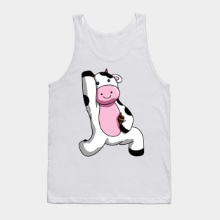 Cute Fat Funny Dancing Cow holding ice cream Tank Top